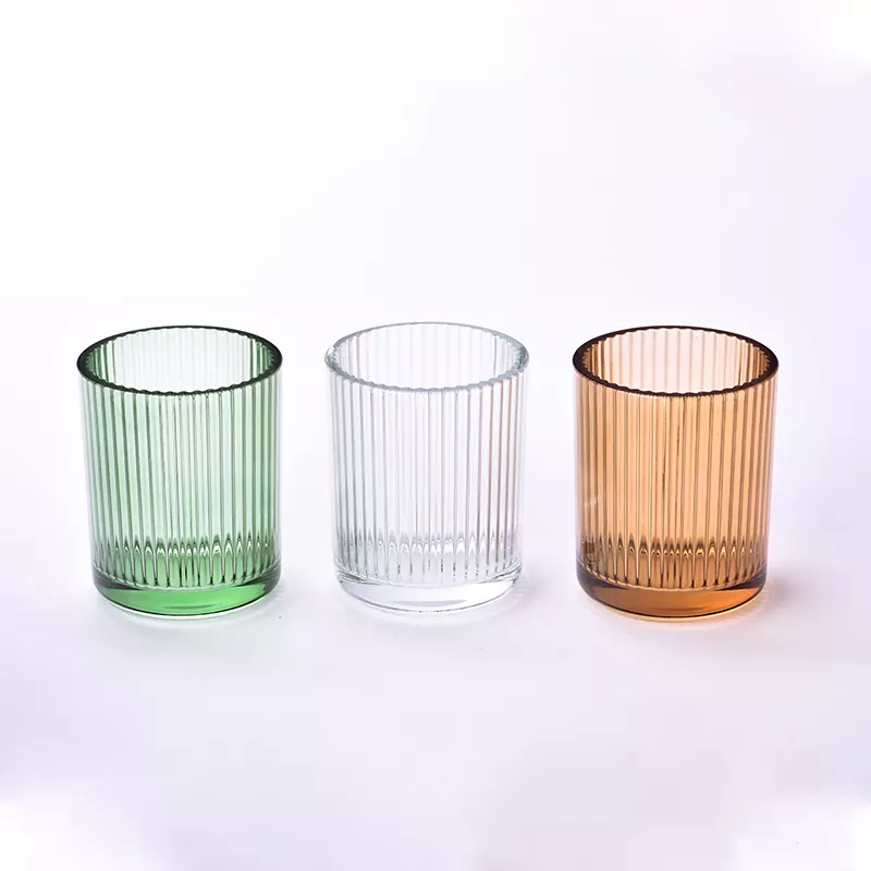 Giá đỡ nến thủy tinh sọc dọc 12oz