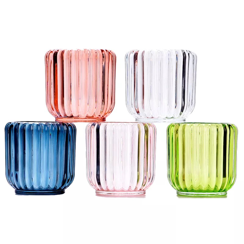 Giá đỡ nến thủy tinh sọc dọc 7oz