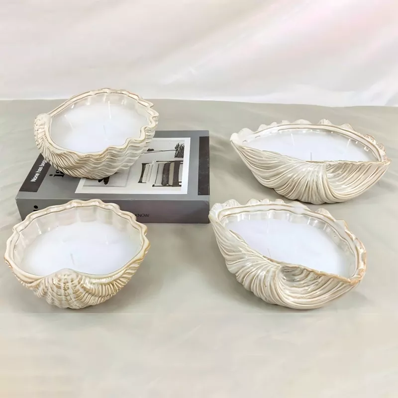 Giá đỡ nến bằng vỏ sò bằng gốm Giá đỡ nến bằng vỏ sò bằng gốm