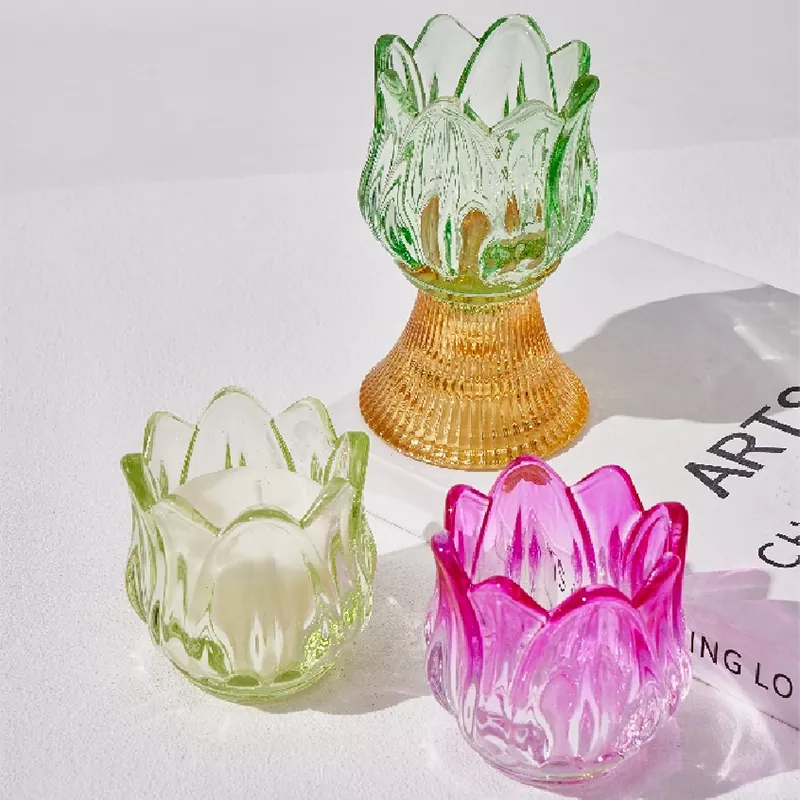 Chân nến thủy tinh Merveilles Florales màu
