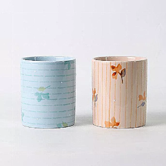 Đế nến gốm hoa vẽ tay Đế nến gốm hoa vẽ tay
